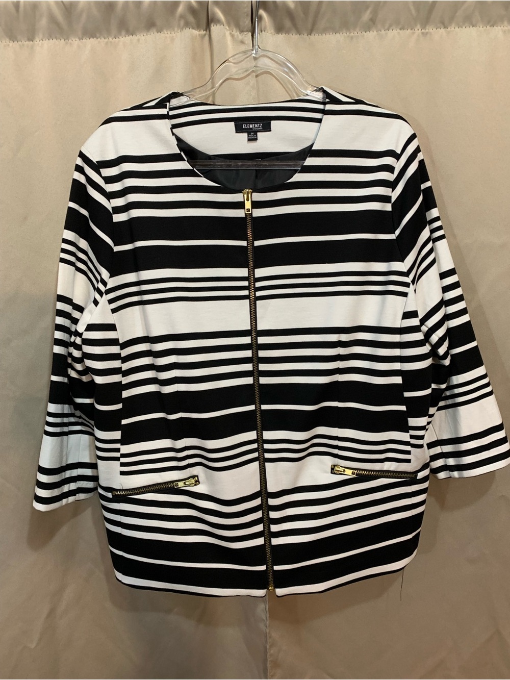 Elementz Black and White Striped Zip Jacket #50/1